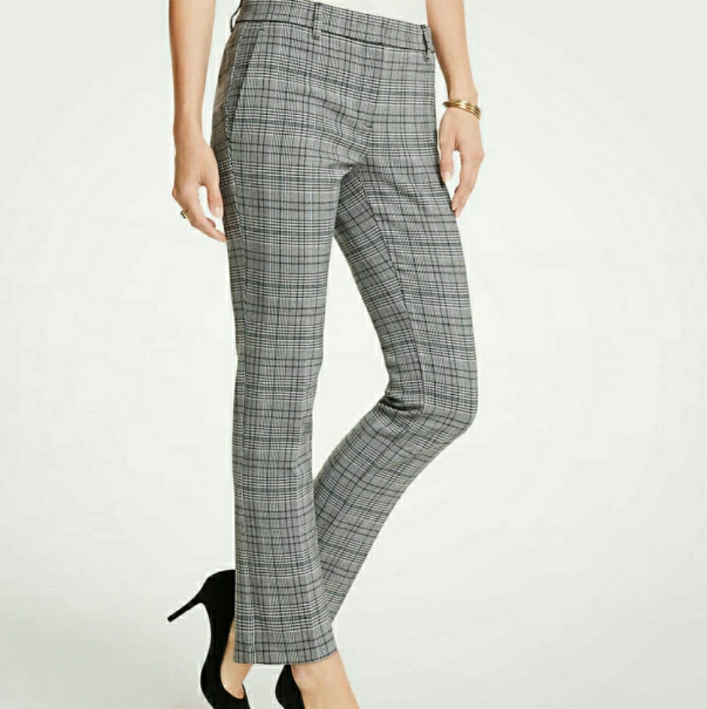 ANN TAYLOR ANKLE PANT PLAID CURVY